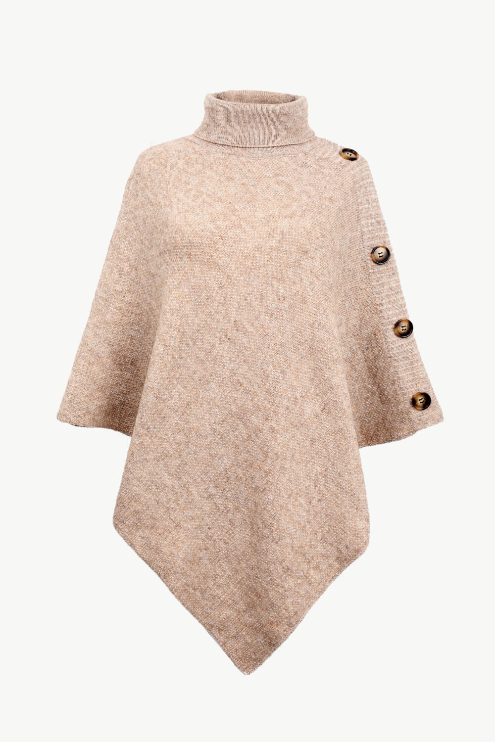 Turtleneck Buttoned Poncho - felvior