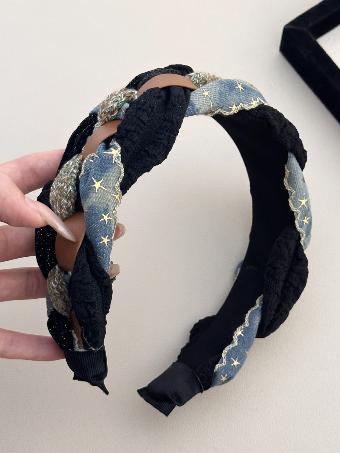 Denim Braided Wide Headband - felvior