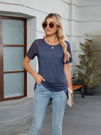 Round Neck Lace Short Sleeve T-Shirt
