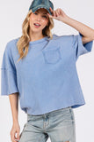 SAGE + FIG Exposed Seam Round Neck Half Sleeve T-Shirt - felvior