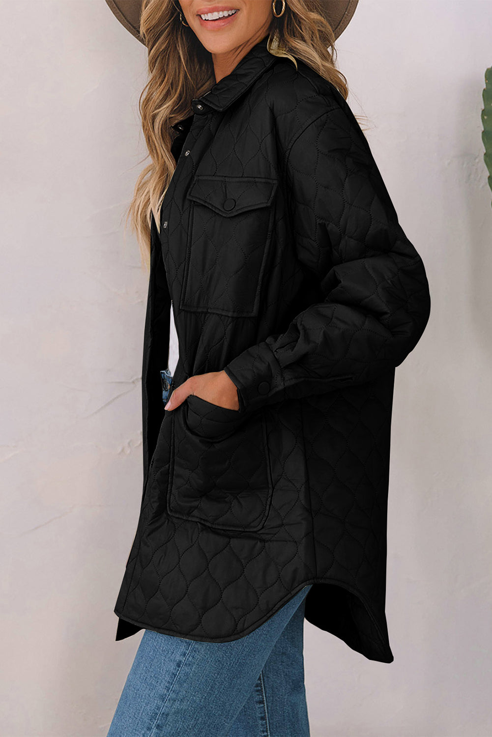 Snap Down Collared Winter Coat - felvior