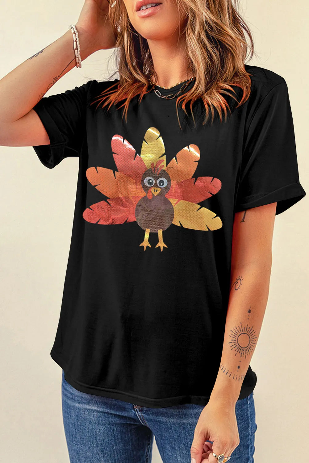 Graphic Round Neck Short Sleeve T-Shirt - felvior