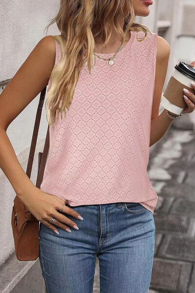 Florira Eyelet Round Neck Tank - felvior