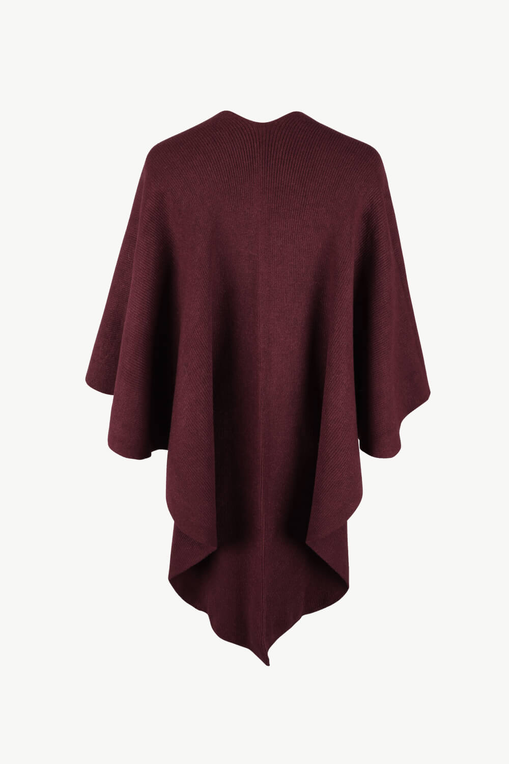 Surplice Neck Pom-Pom Trim Poncho - felvior