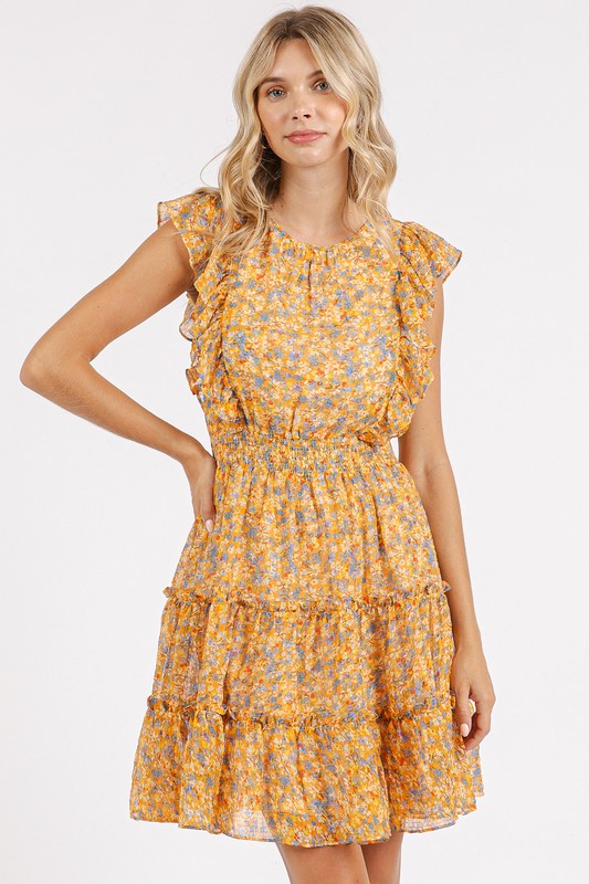 Mittoshop Ditsy Floral Print Ruffle Chiffon Mini Dress - felvior
