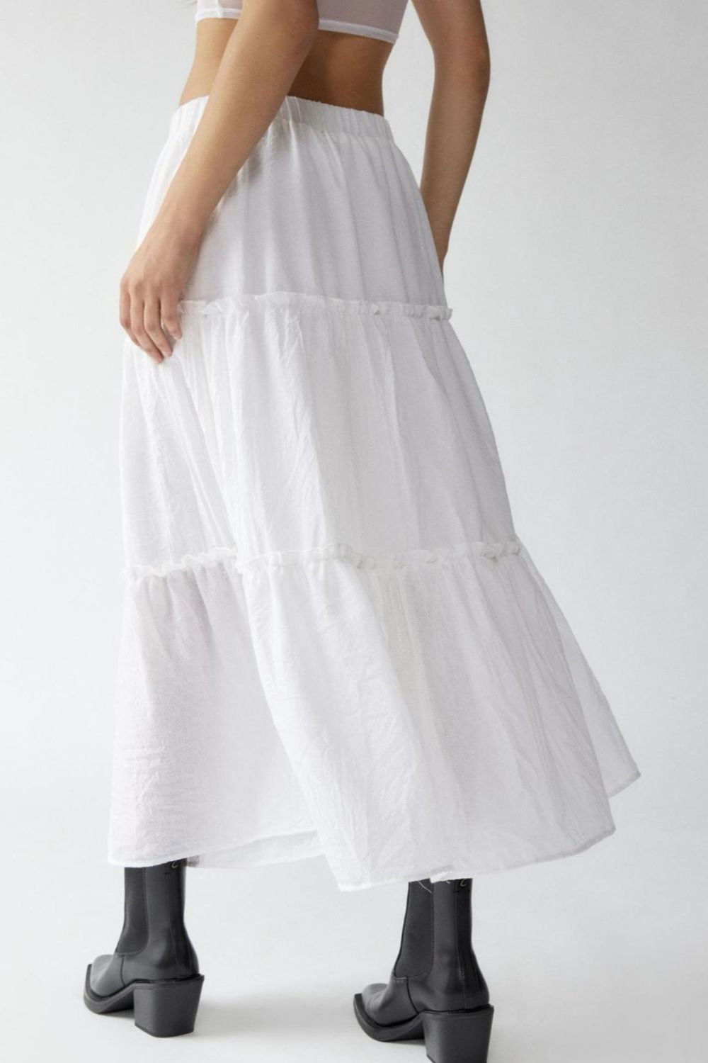 Frill Elastic Waist Skirt