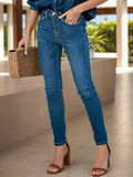 Buttoned Skinny Jeans with Pockets - felvior