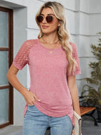 Round Neck Lace Short Sleeve T-Shirt