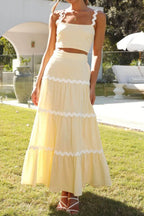 Contrast Trim Cami and Maxi Skirt Set