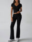 Devine V-Neck Top and Bootcut Leggings Set
