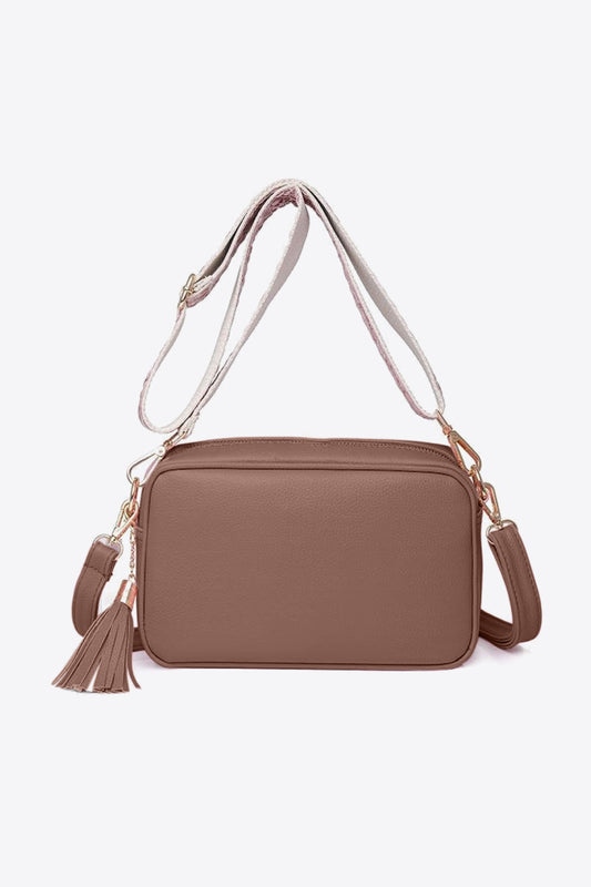 PU Leather Tassel Crossbody Bag - felvior