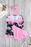 Mixed Print Tie-Back Two-Piece Swimsuit - felvior