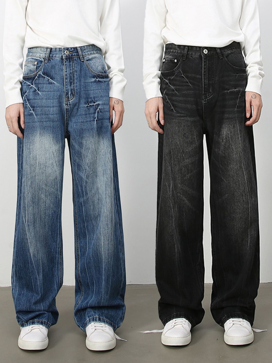 Men's Loose Fit Jeans with Pockets