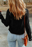 Sequin Lucky Clover Lettuce Trim Long Sleeve Top - felvior