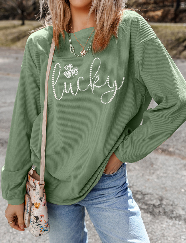 LUCKY Strass-Sweatshirt mit Rundhalsausschnitt und langen Ärmeln Zweitbild