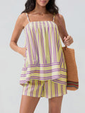 Smocked Square Neck Cami and Shorts Set - felvior
