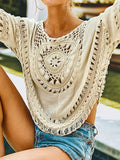Cutout Round Neck Half Sleeve Cover Up - felvior