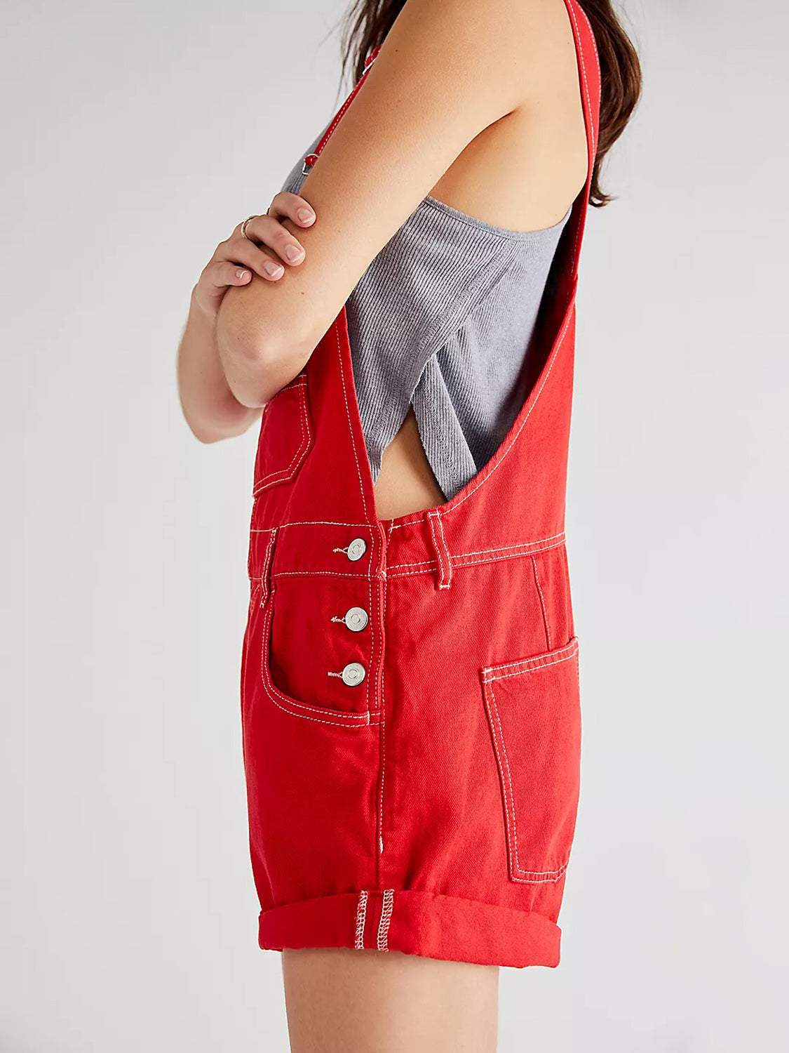 Wide Strap Square Neck Denim Overalls - felvior