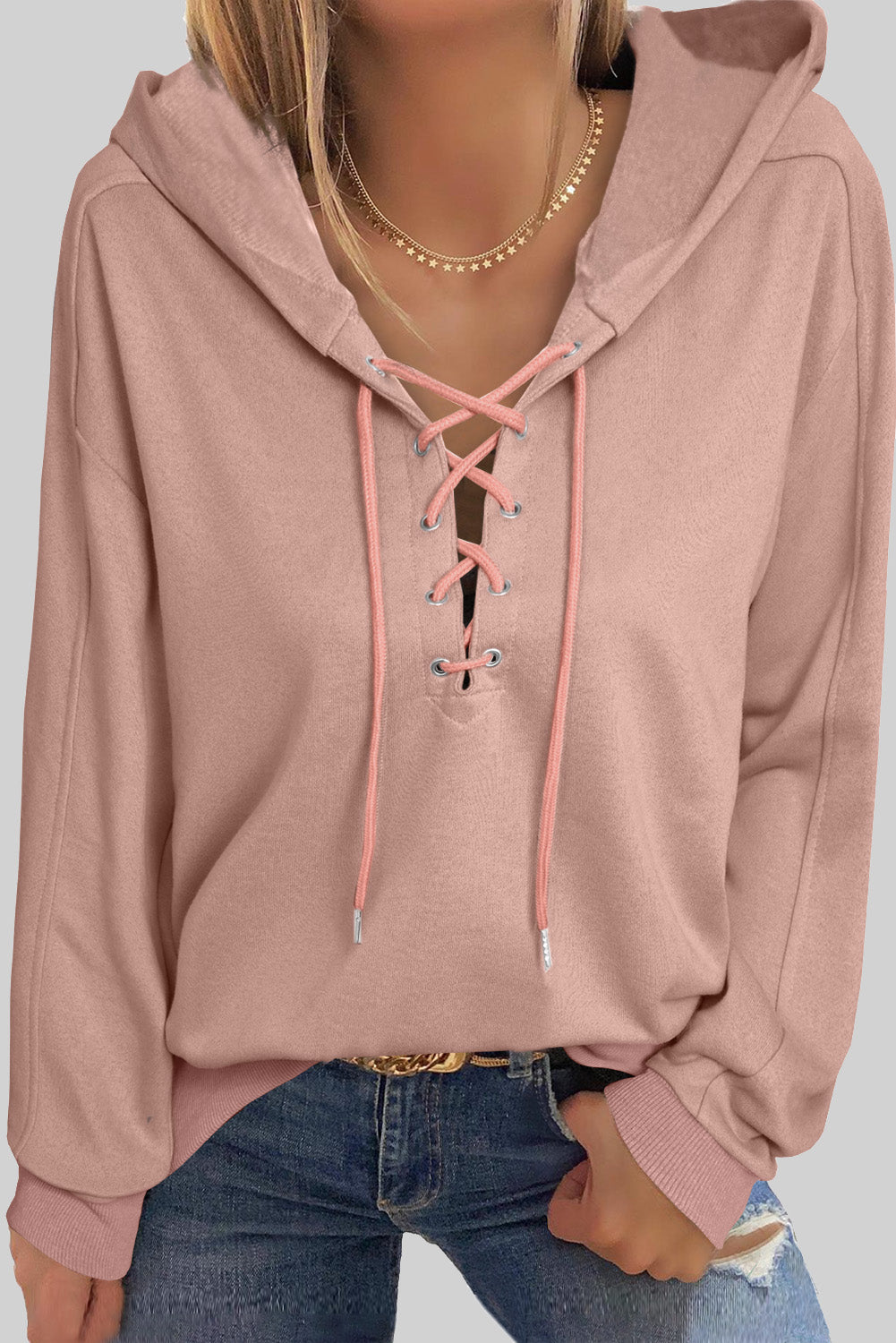 Lace Up Long Sleeve Hoodie Main image
