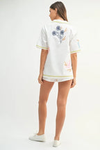 MABLE Embroidered Button Down Shirt and Shorts Set