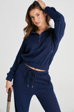 Drawstring Half Zip Hoodie and Joggers Active Set - felvior