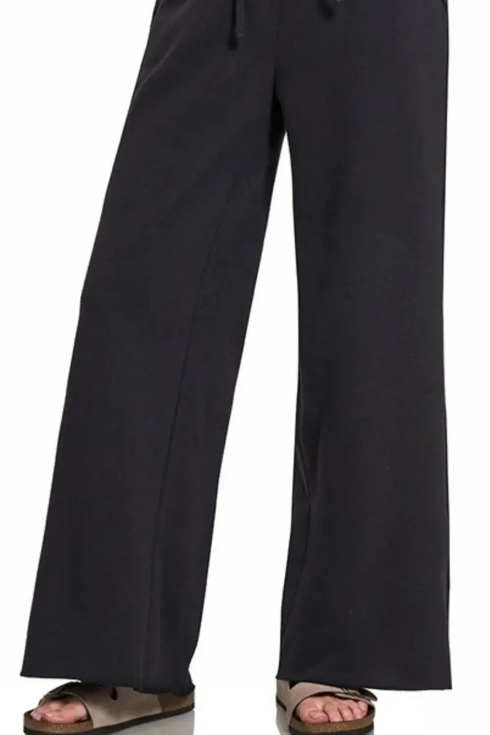 Zenana Fleece Exposed Seam Wide Leg Sweatpants