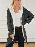 Open Front Hooded Winter Coat with Pockets - felvior