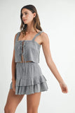 MABLE Gingham Plaid Crop Top and Mini Skirt Set - felvior