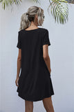 Round Neck Short Sleeve Mini Dress - felvior
