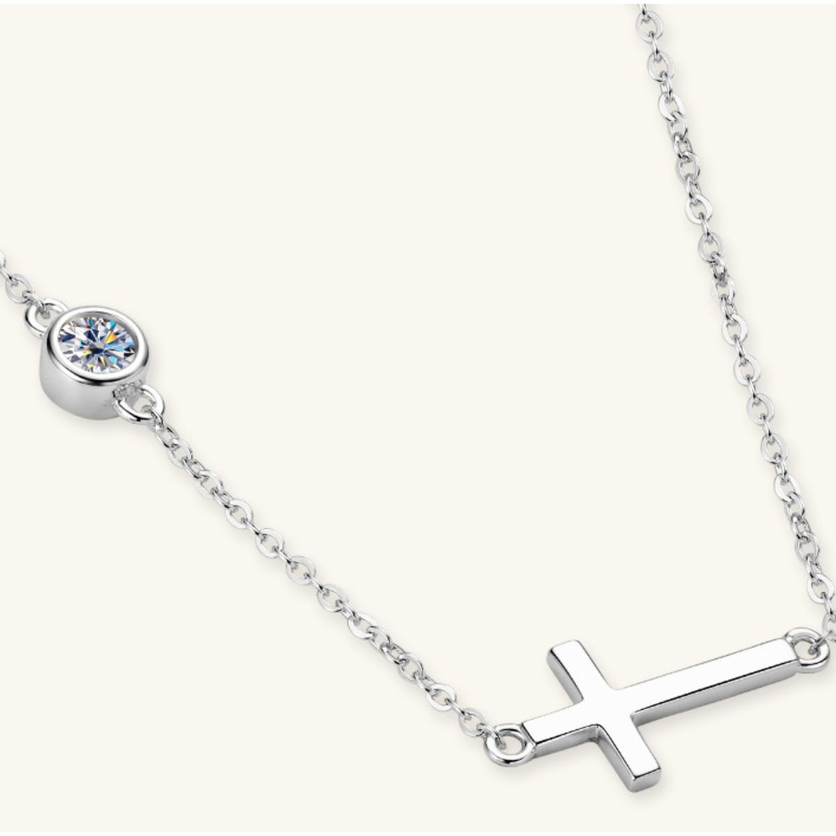 Cross 925 Sterling Silver Moissanite Necklace - felvior