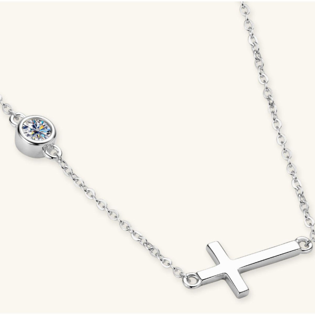 Cross 925 Sterling Silver Moissanite Necklace