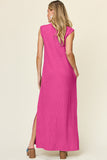 Double Take Full Size Texture Mock Neck Sleeveless Maxi Dress - felvior