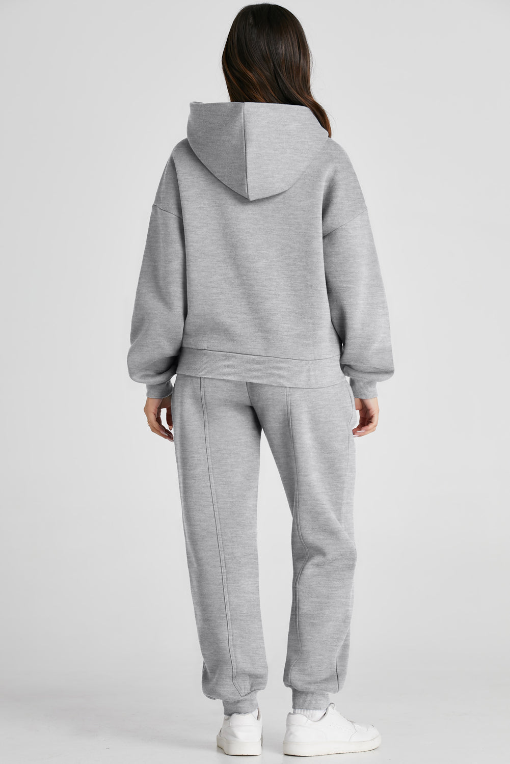 Dropped Shoulder Long Sleeve Hoodie and Pants Active Set - felvior