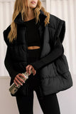 Zip Up Puffer Vest Coat with Pockets - felvior