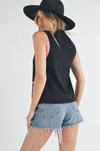 Aemi + Co Heart Rivet Detail Suede Vest Coat