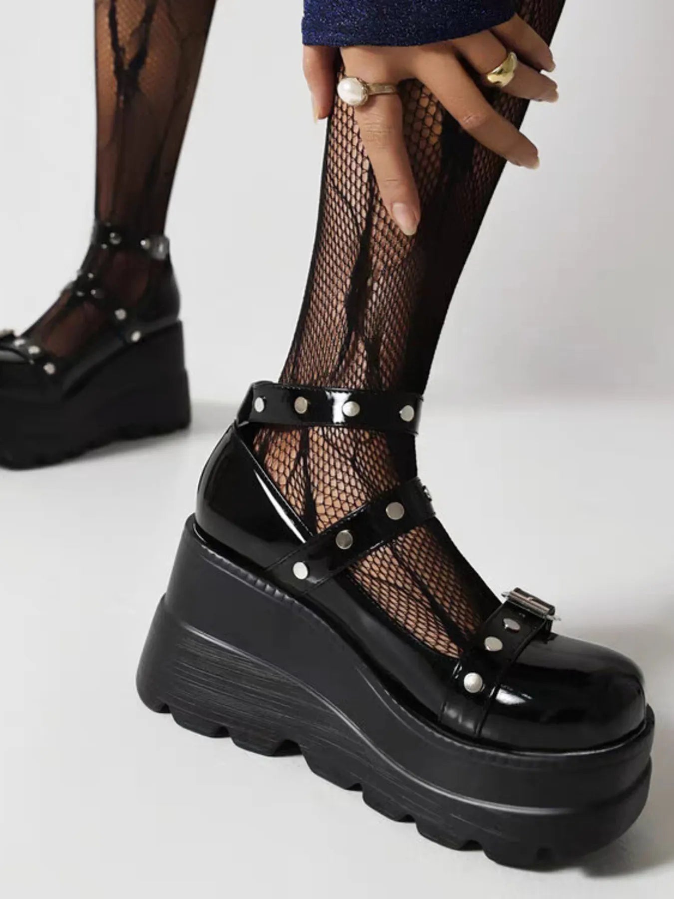 Platform Mary Jane Shoes with Triple Buckle Straps Secondary image