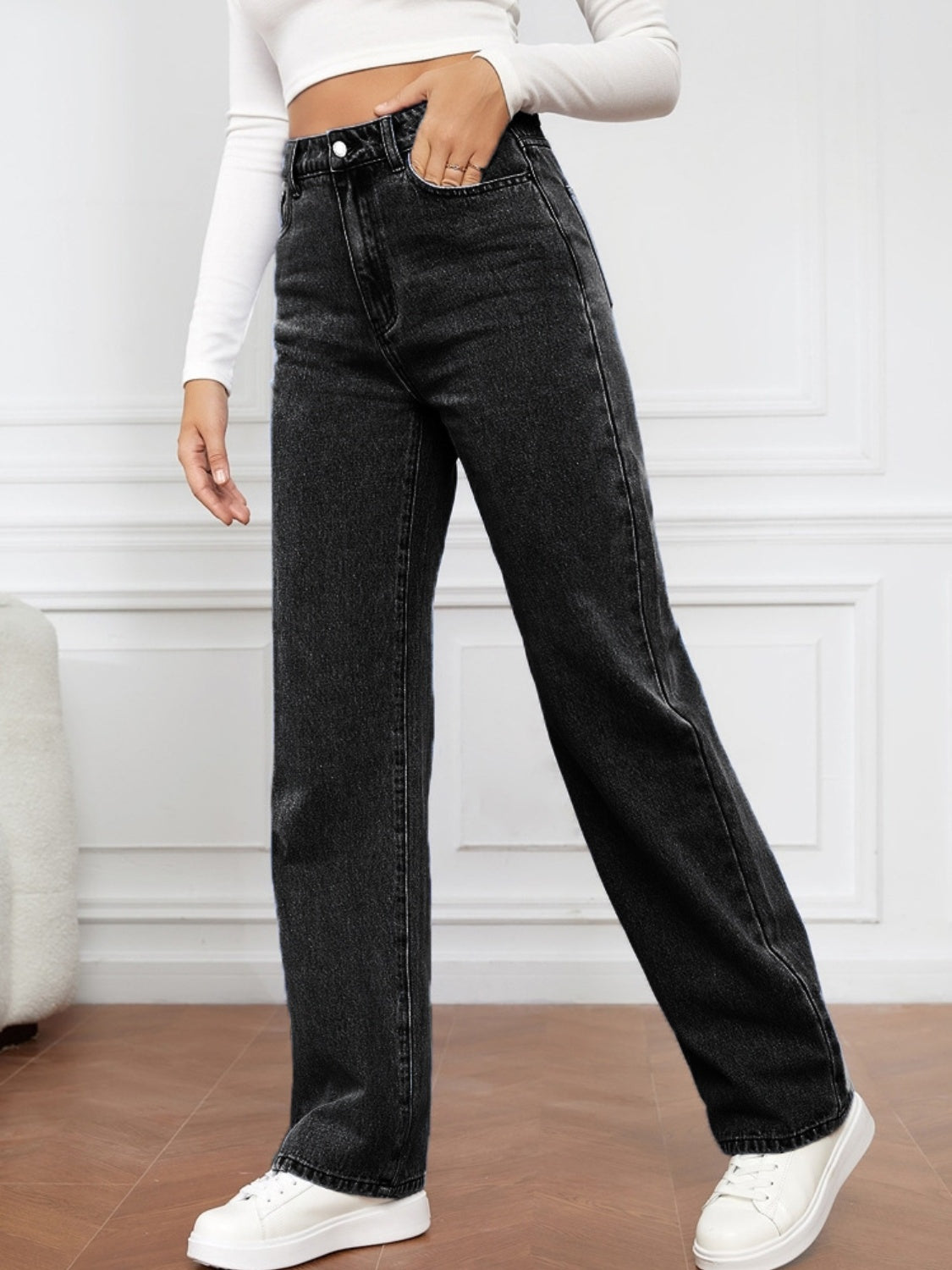 High Waist Straight Jeans - felvior