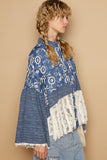 POL Lace Hem Embroidered Long Sleeve Shirt - felvior