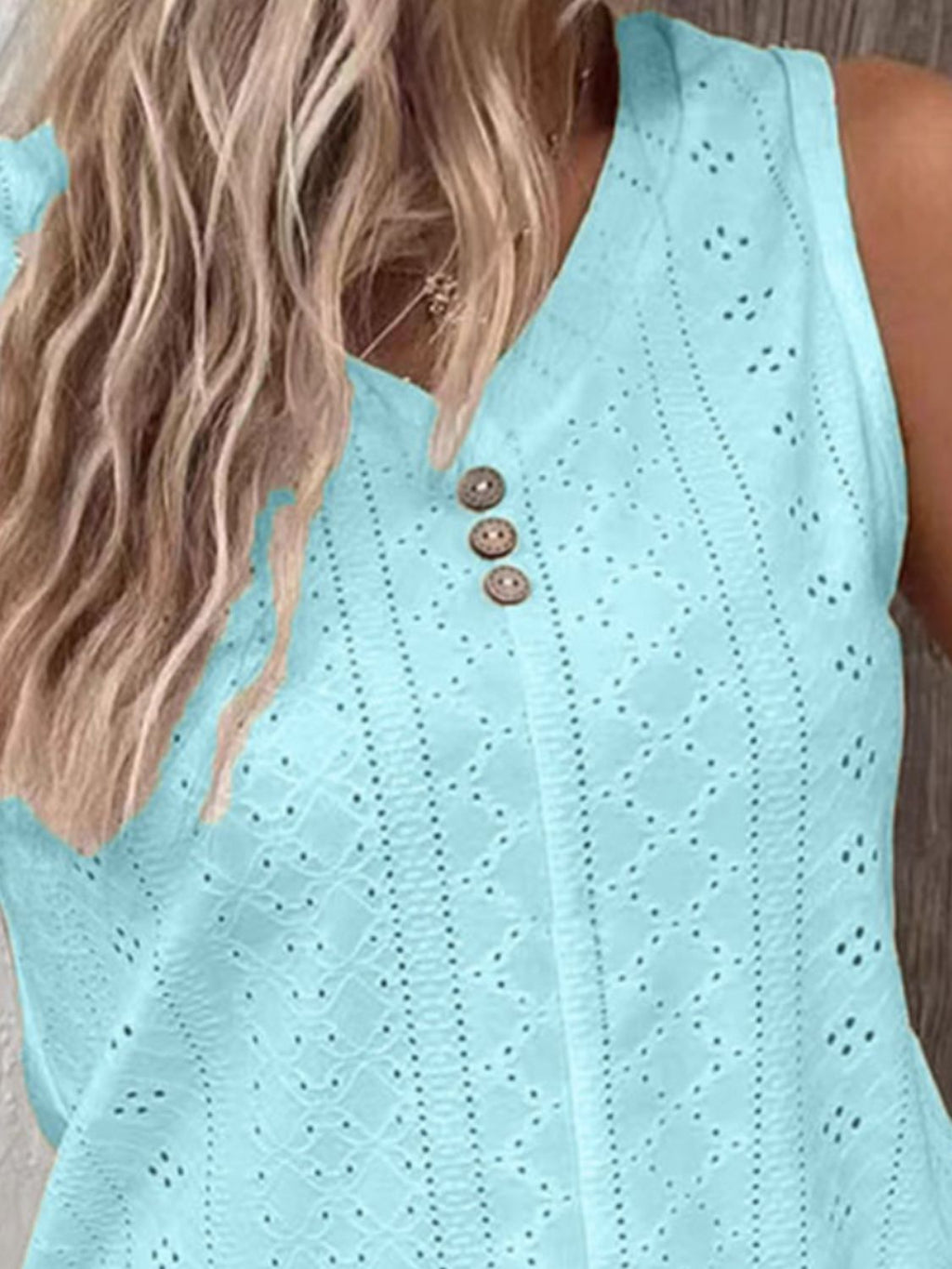 Full Size Eyelet V-Neck Tank Plus Size