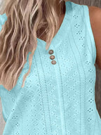 Full Size Eyelet V-Neck Tank Plus Size