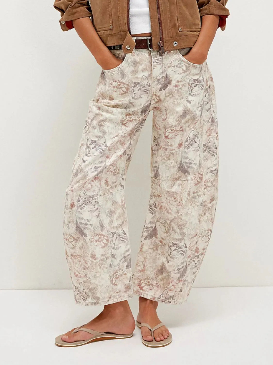 Printed Wide Leg Jeans - felvior