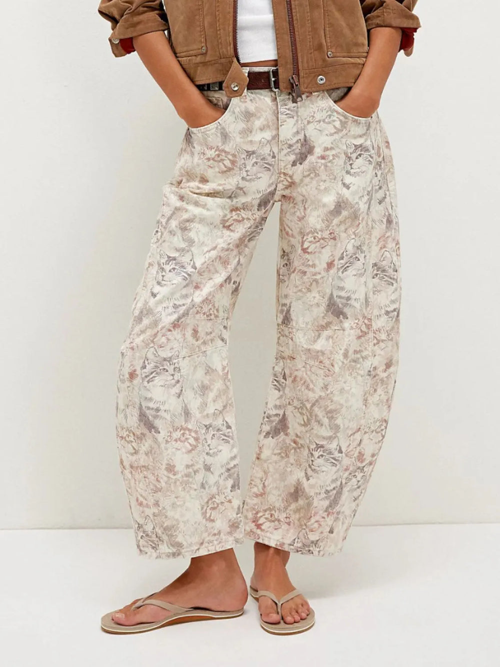 Printed Wide Leg Jeans