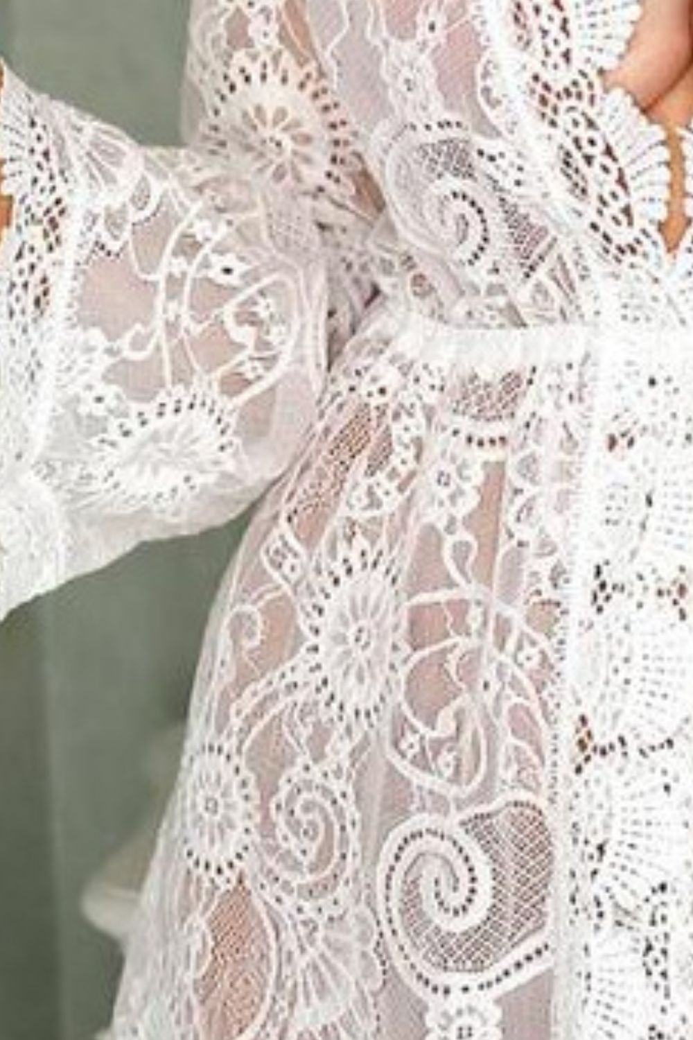 V-Neck Lace Cover-Up Dress - felvior