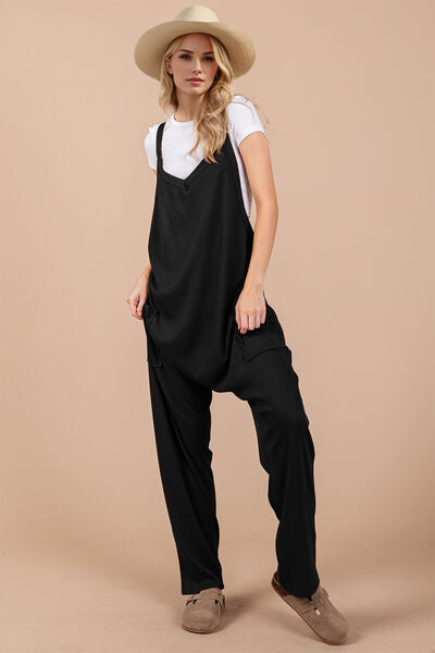 Oh Full Size V-Neck Wide Strap Overalls with Pockets Hauptbild