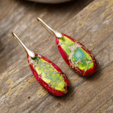 Teardrop Shape Natural Stone Dangle Earrings - felvior