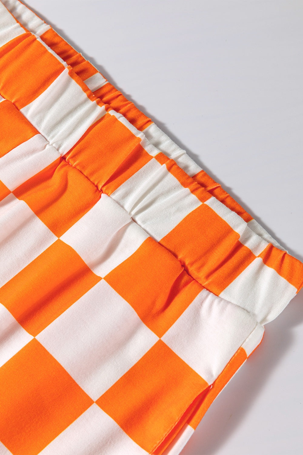 Checkerboard V Neck Loose Tee and Shorts Set - felvior