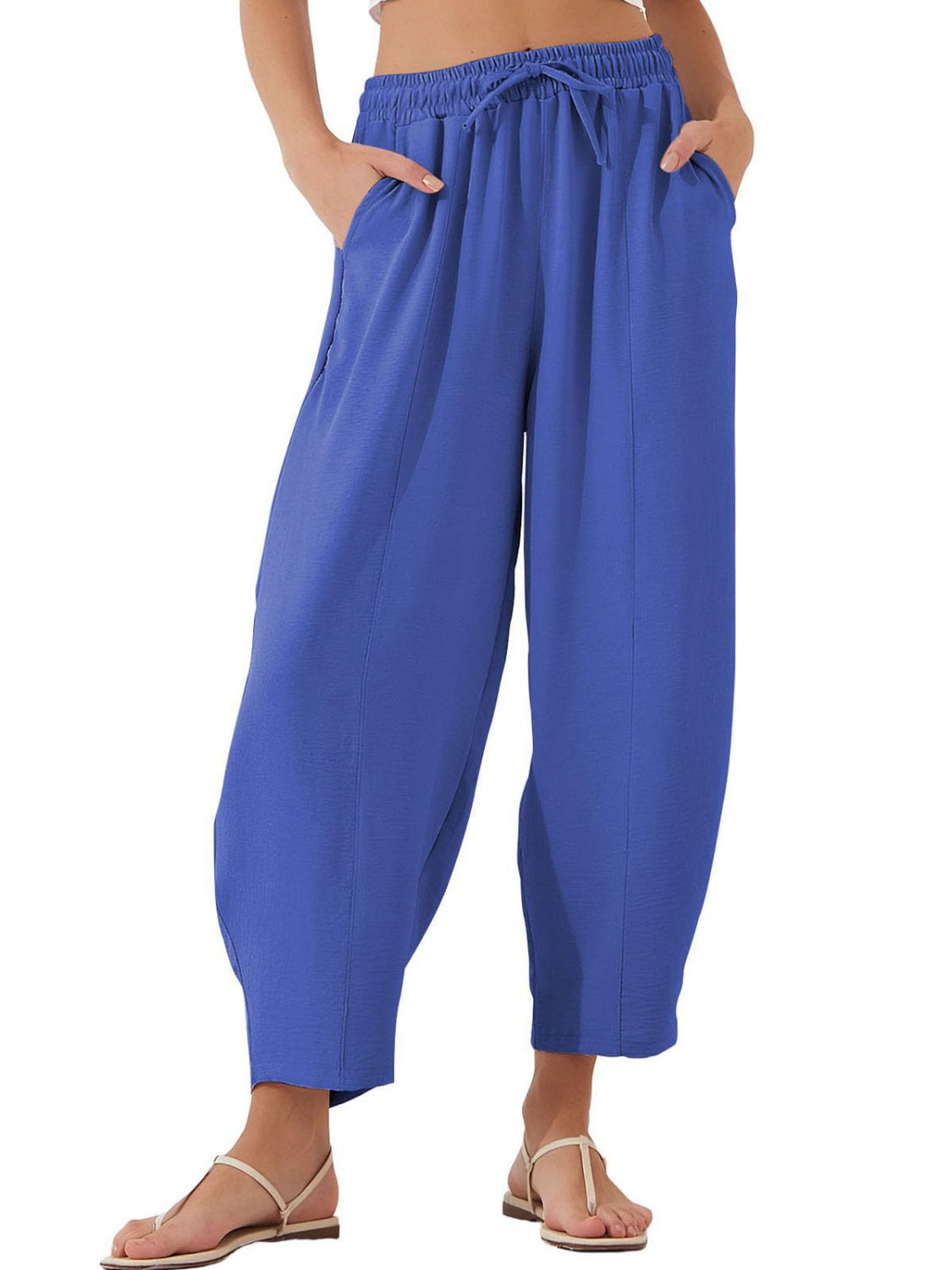 Full Size Drawtising Cropped Jogger Pants Plus Size - felvior