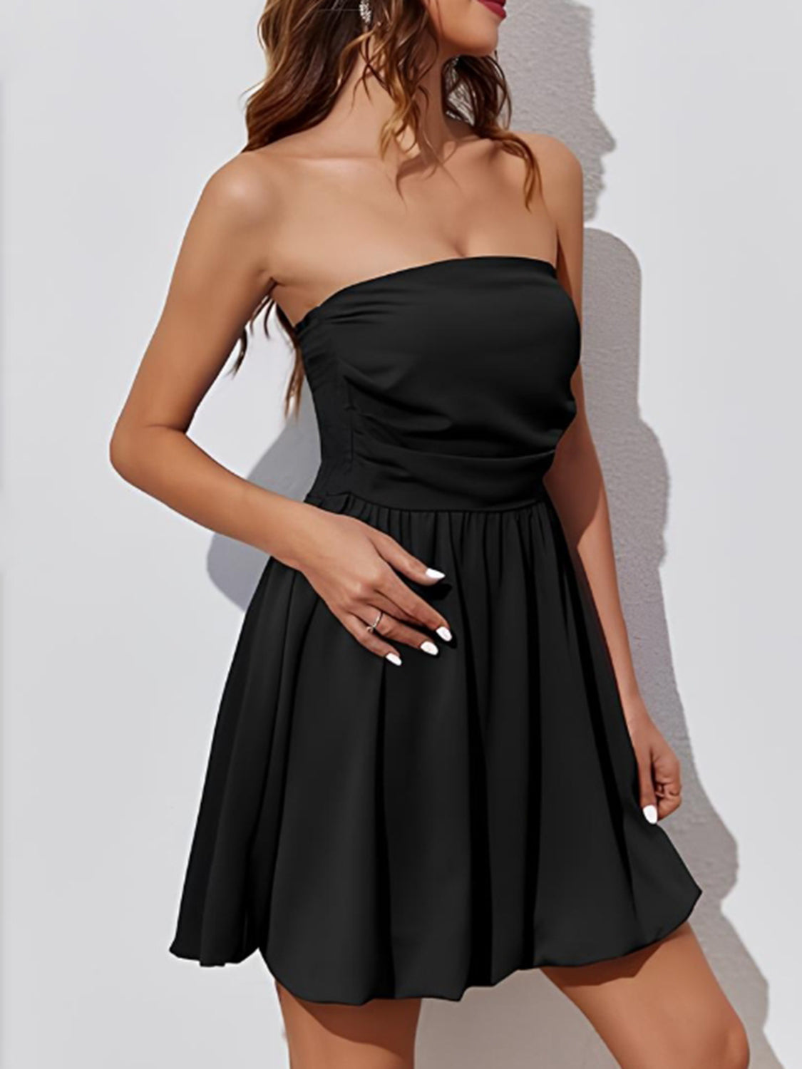 Ruched Tube Mini Dress - felvior