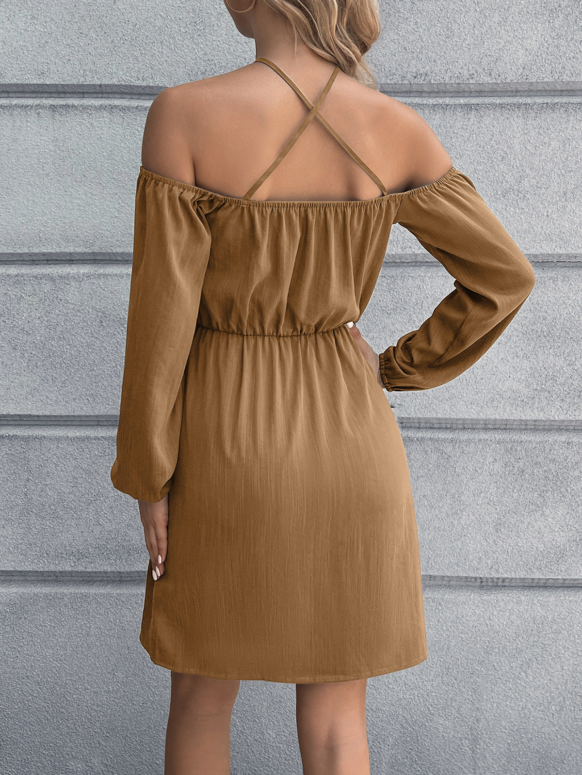 Ivy Lane Cold-Shoulder Crisscross Mini Dress - felvior