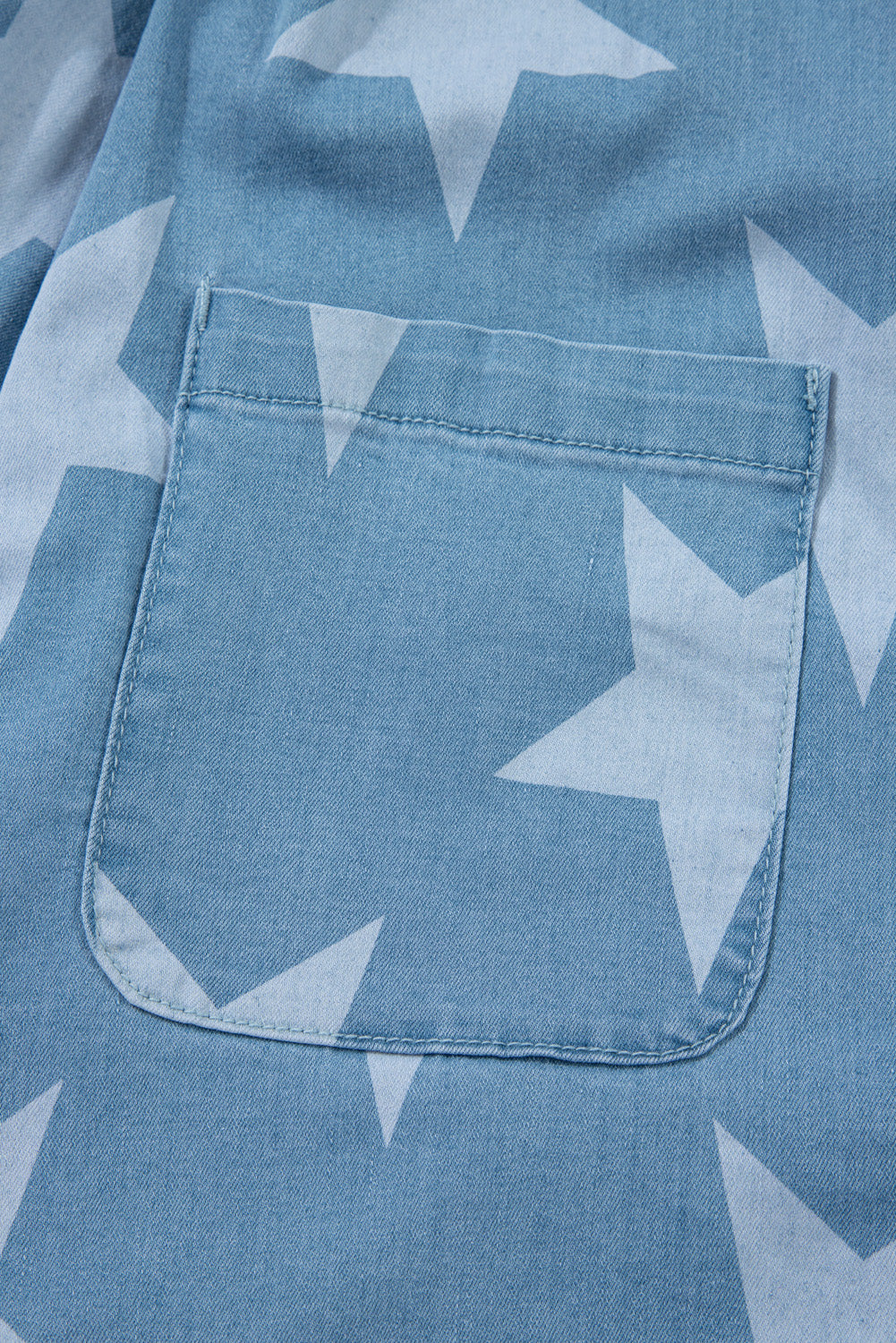Star Print Square Neck Denim Overalls